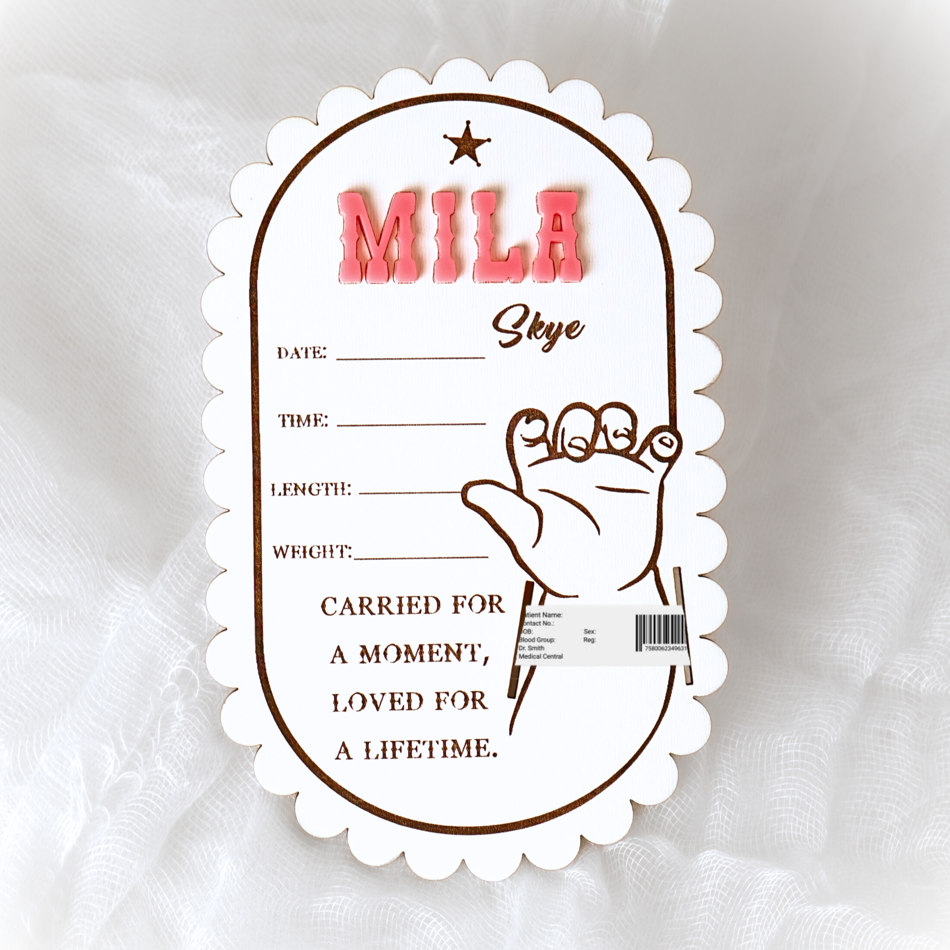 thumbnail image 2 of Birth Announcement Plaque Custom Made For Newborn Baby | Shop Online 2 of 14