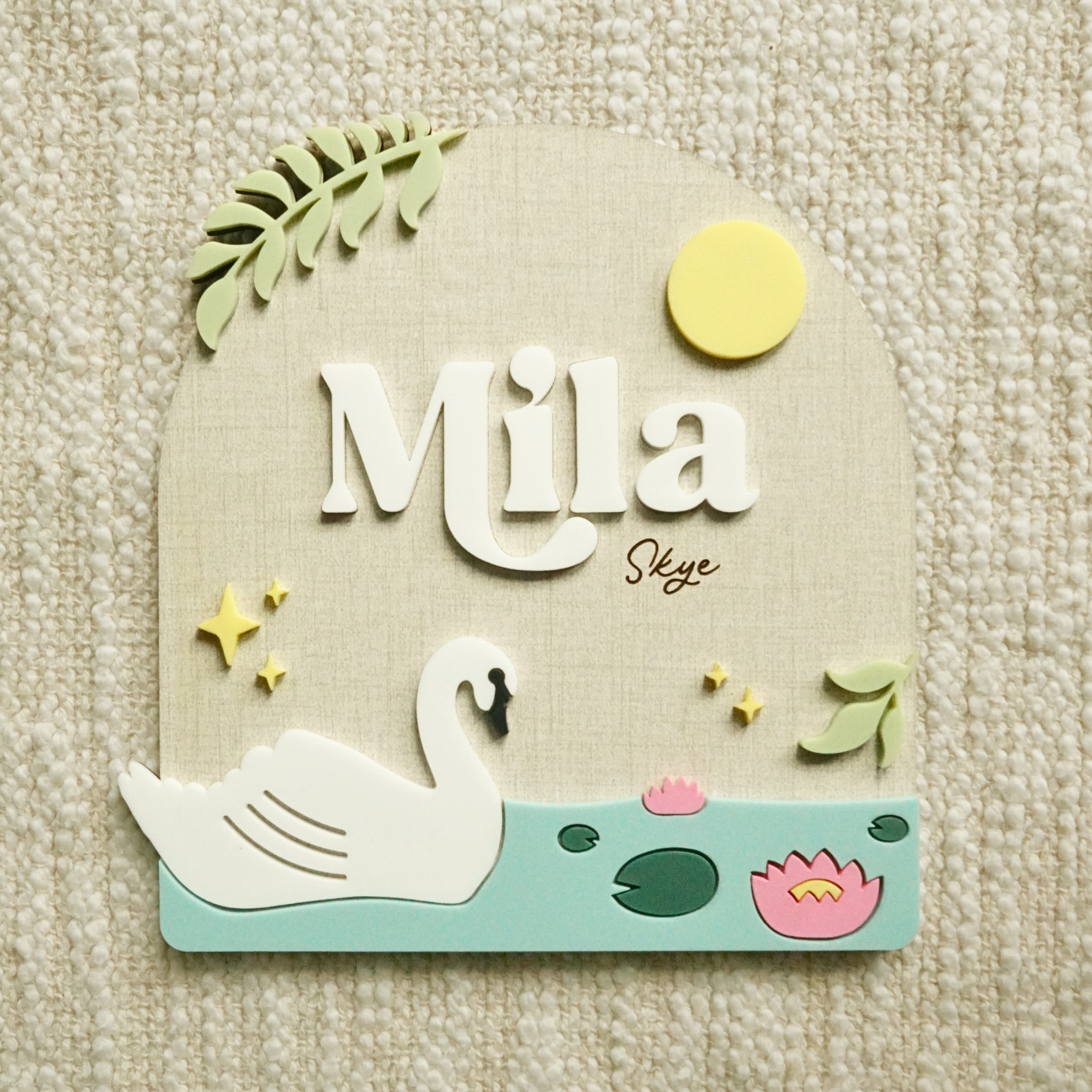 Swan Baby Nameplate