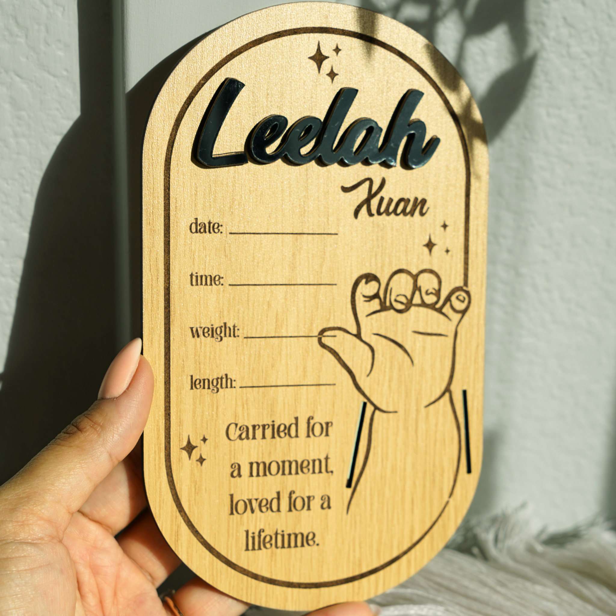 Baby Birth Hospital Bracelet Holder Maple Moon