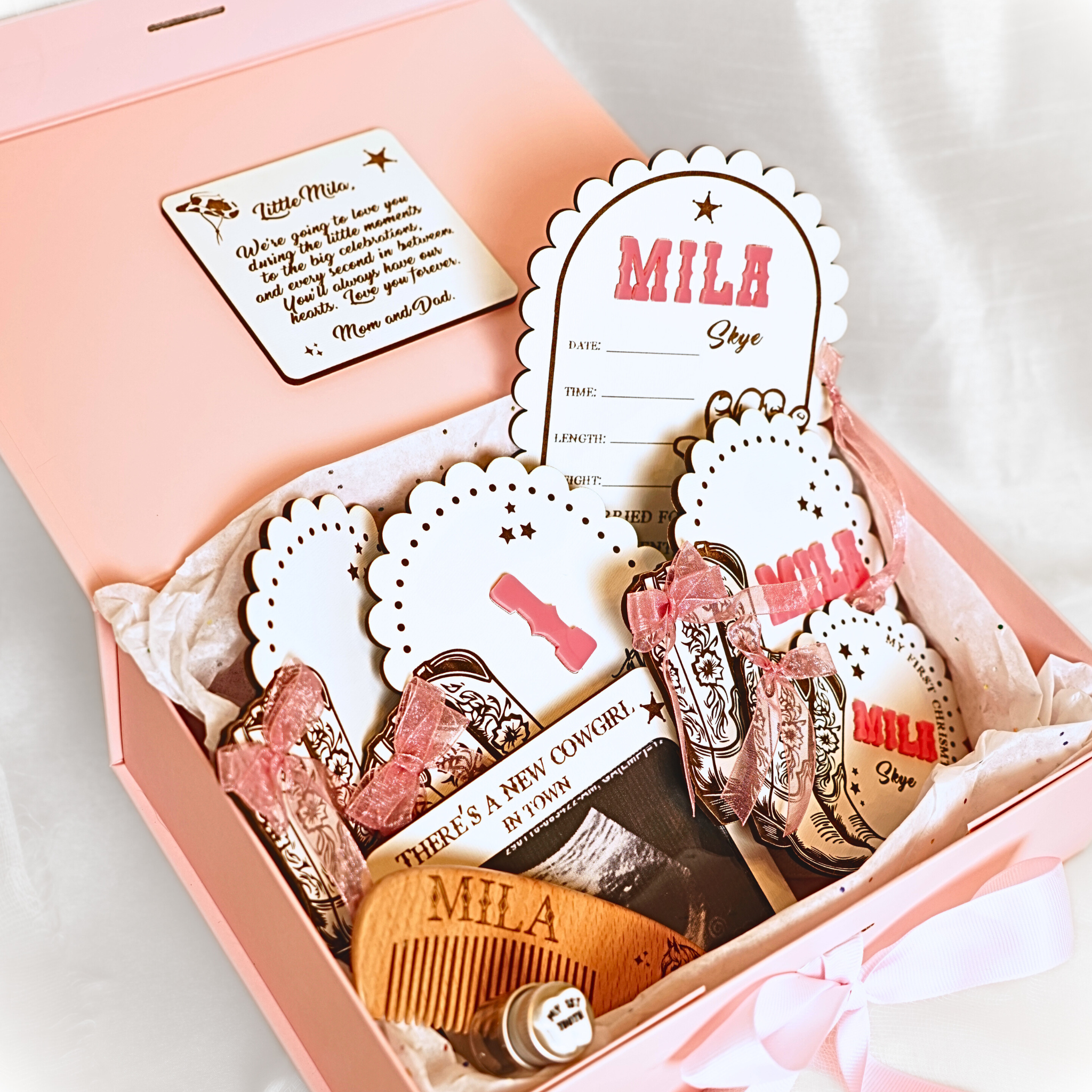 Cowgirl Scalloped Baby Memory Box Set