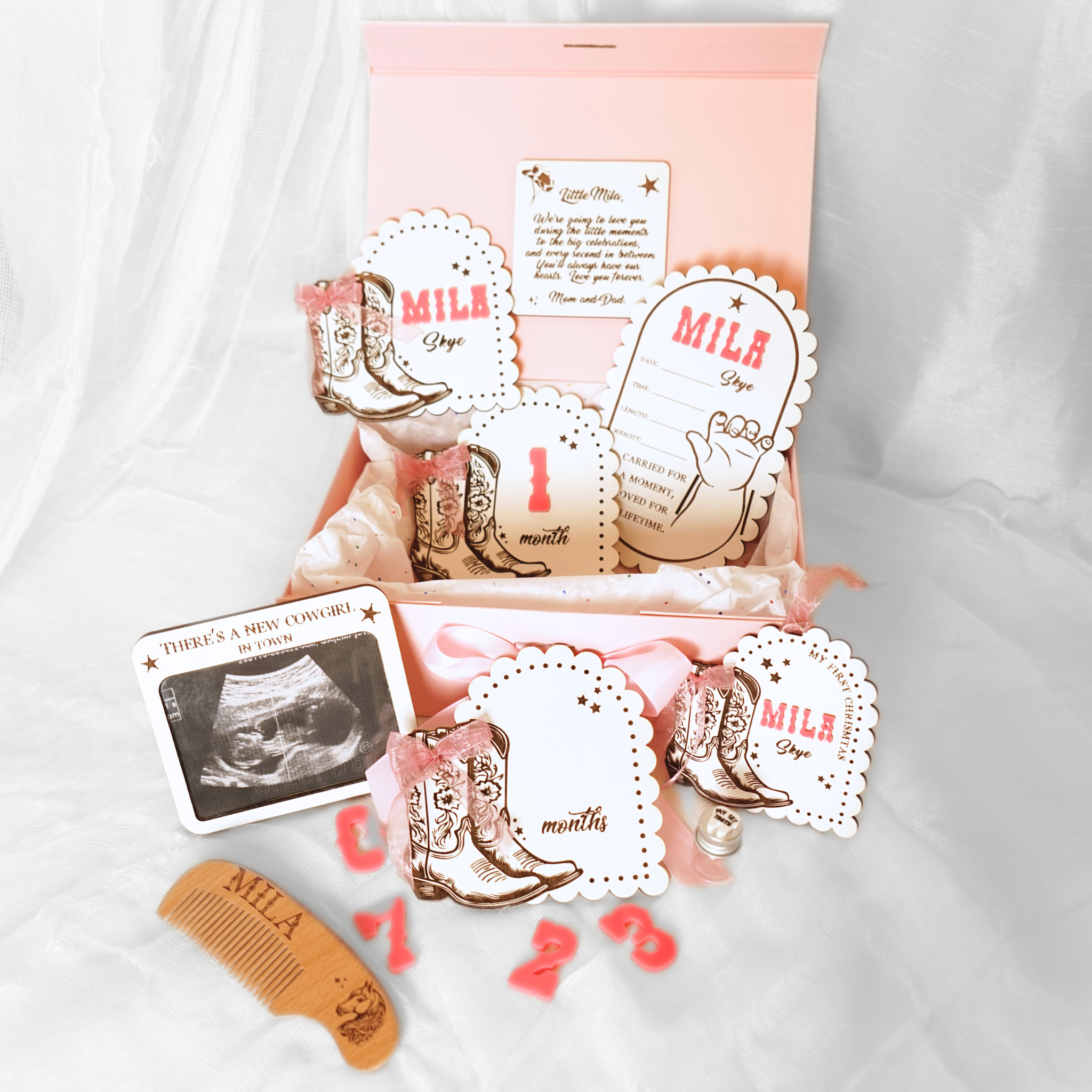 Cowgirl Scalloped Baby Memory Box Set