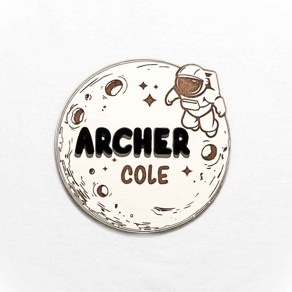 Moon and Astronaut Baby Nameplate