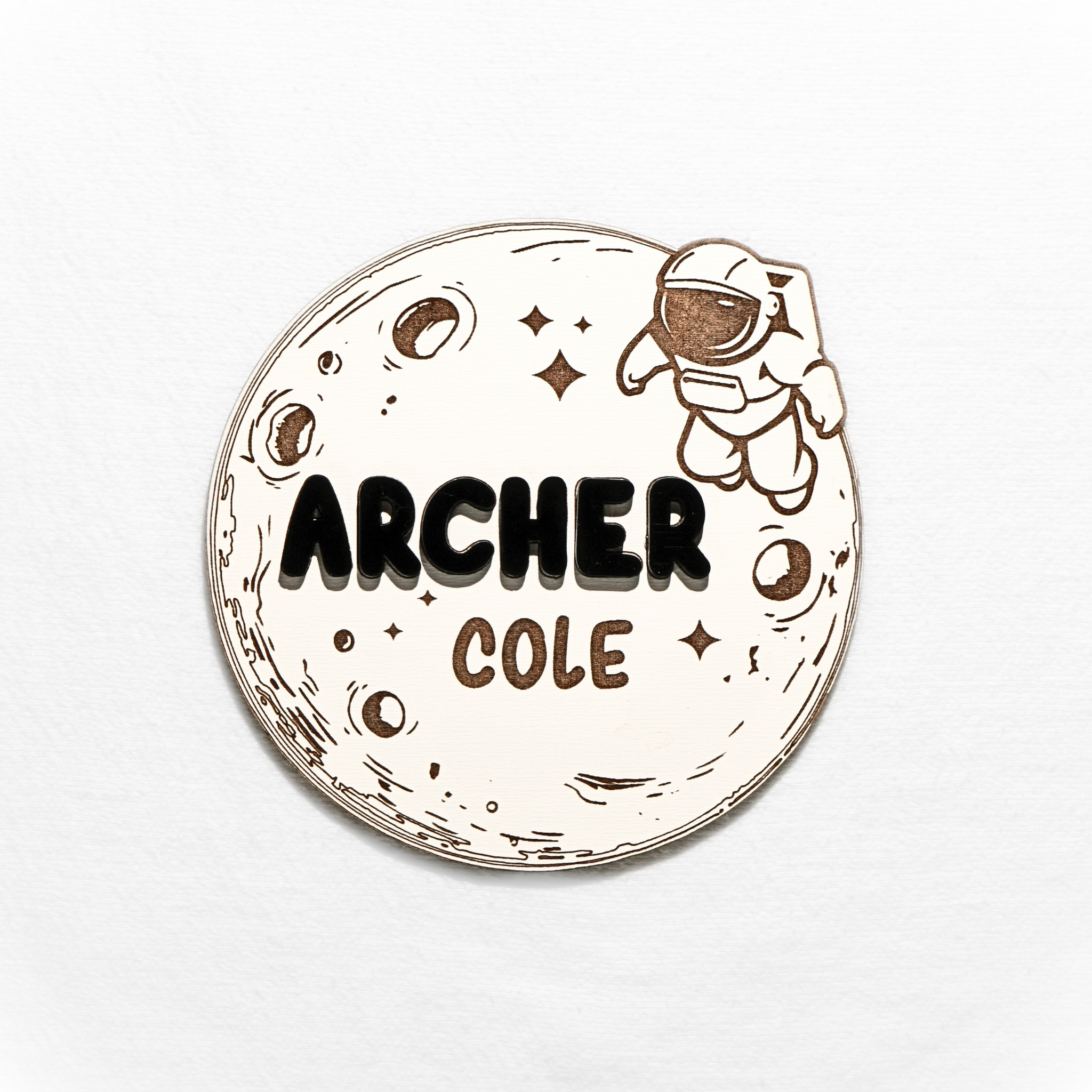 Moon and Astronaut Baby Nameplate