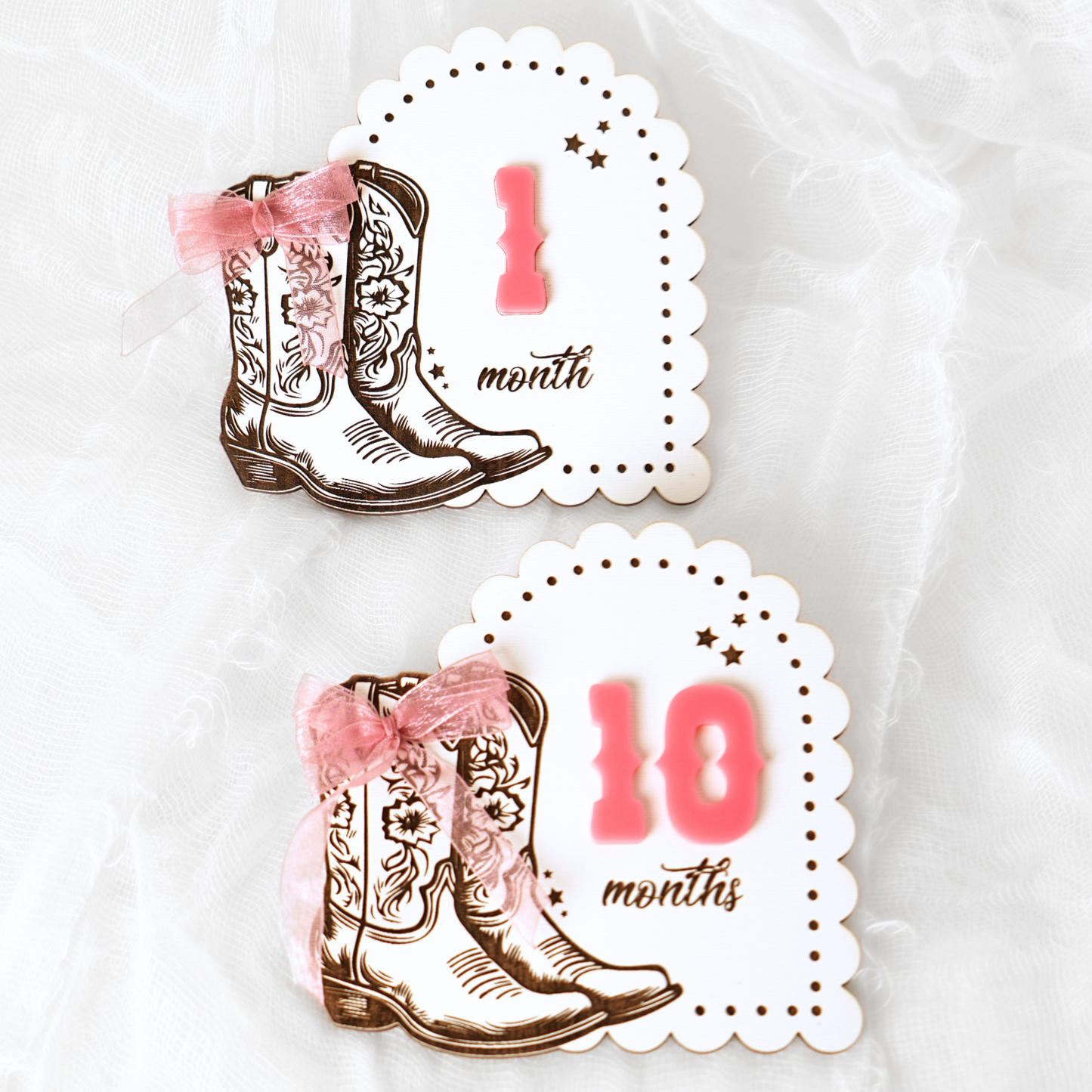 Cowgirl Baby Girl Milestone Set Monthly Cards Marker