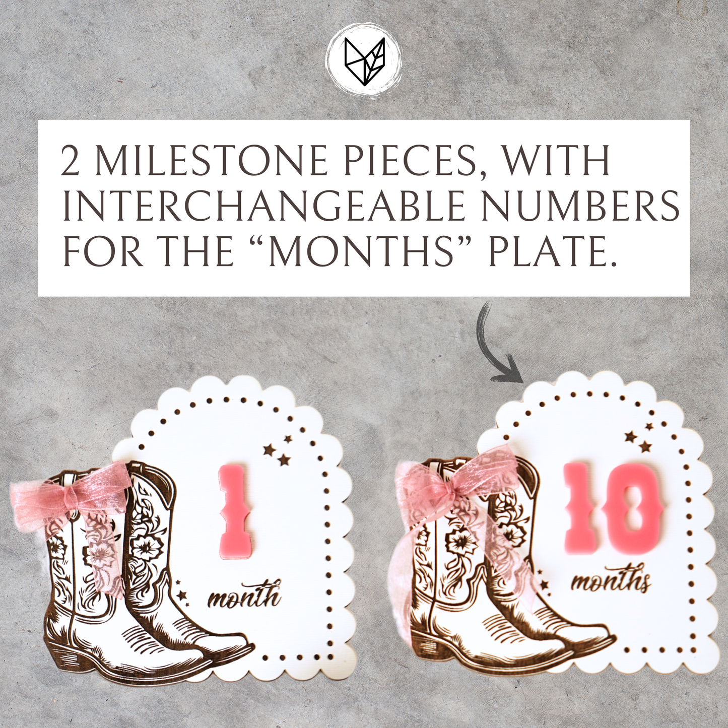 Cowgirl Baby Girl Milestone Set Monthly Cards Marker