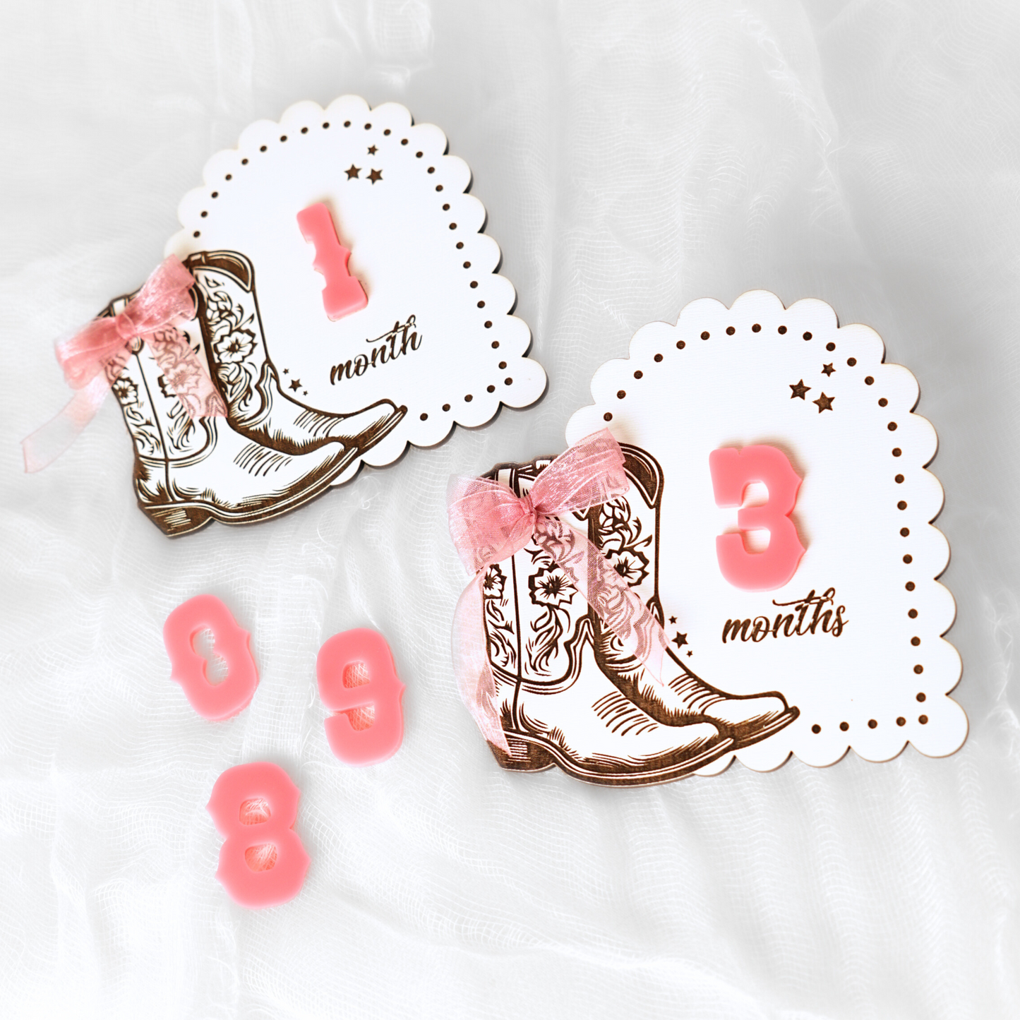 Cowgirl Baby Girl Milestone Set Monthly Cards Marker