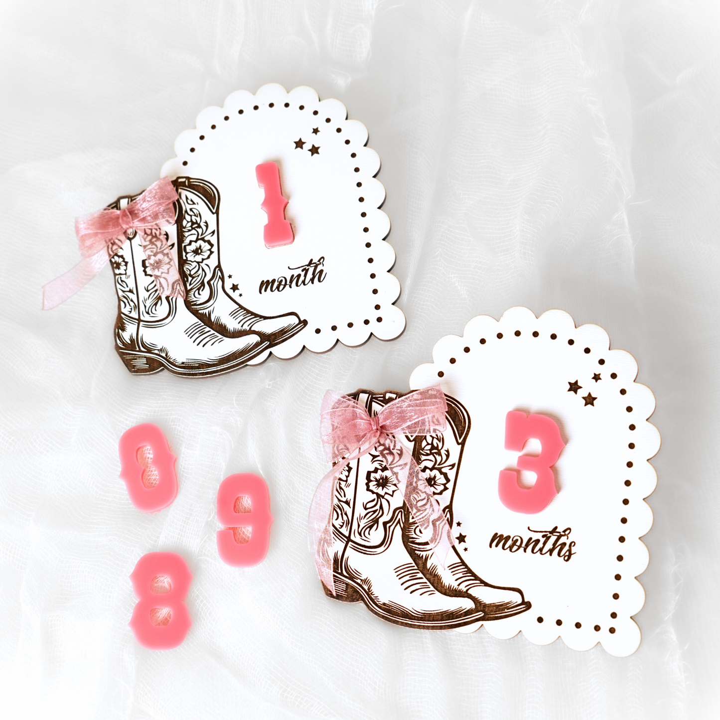 Cowgirl Baby Girl Milestone Set Monthly Cards Marker