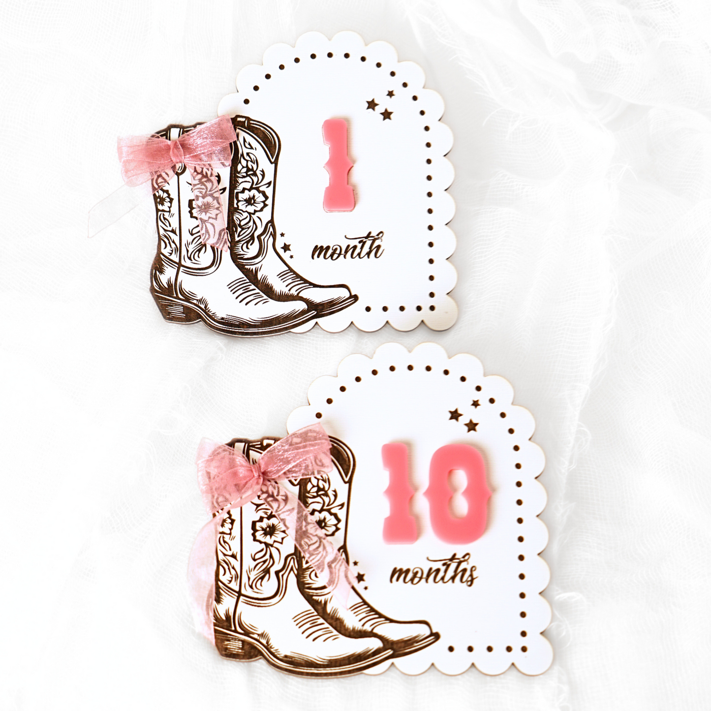 Cowgirl Baby Girl Milestone Set Monthly Cards Marker