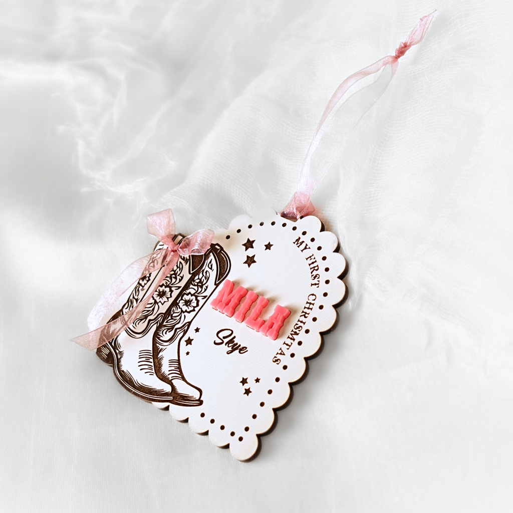 Cowgirl Bow My 1st Christmas Ornament