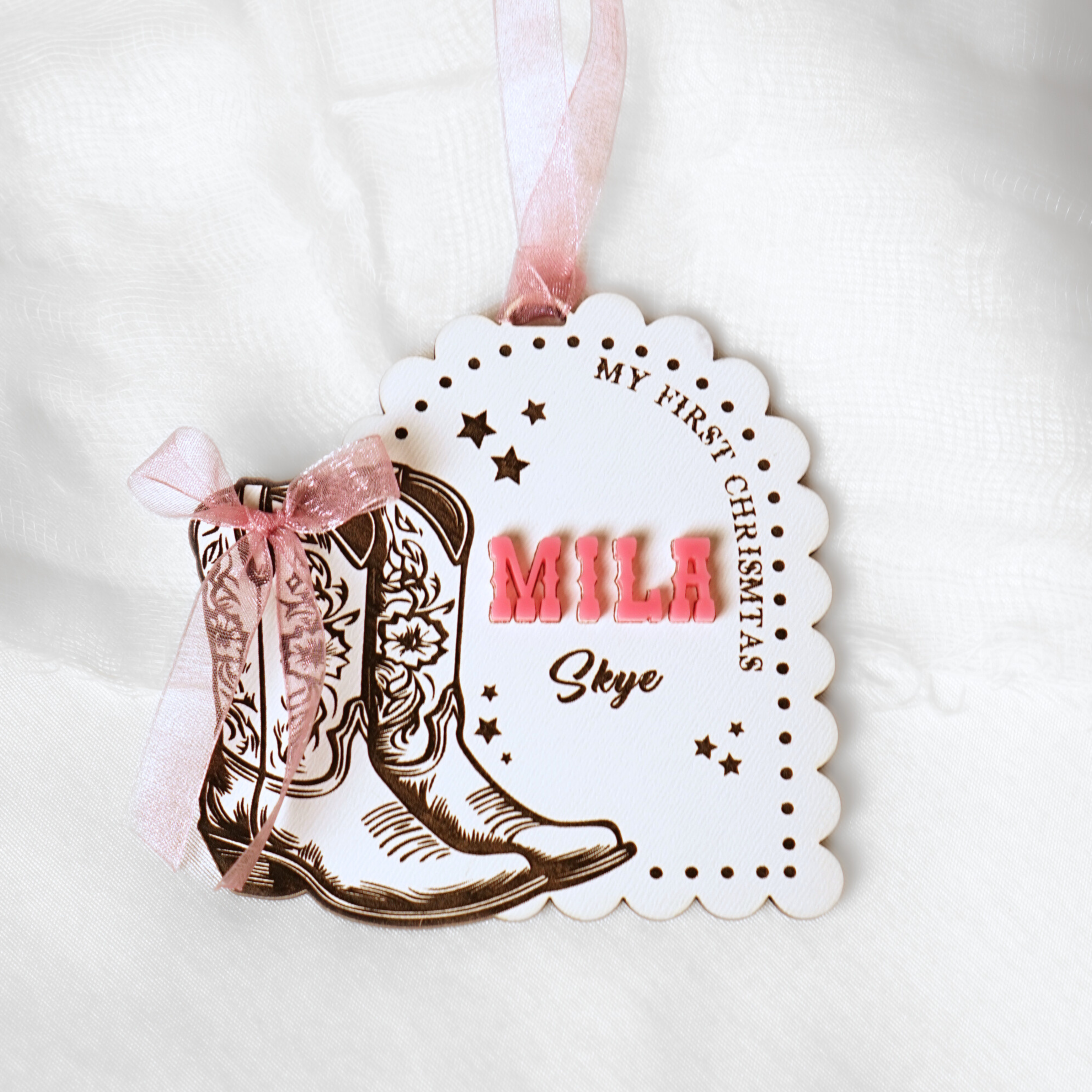 Cowgirl Bow My 1st Christmas Ornament