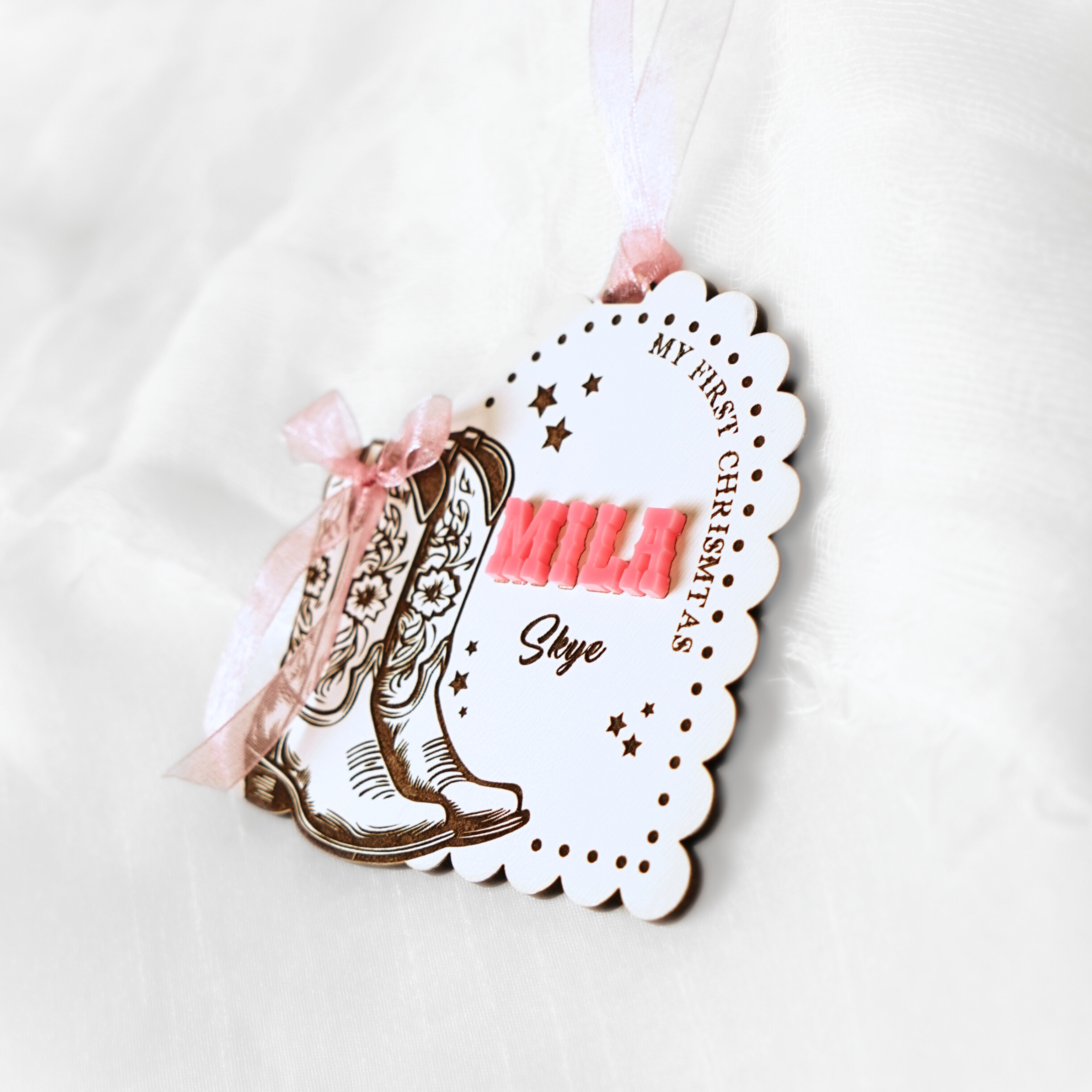 Cowgirl Bow My 1st Christmas Ornament