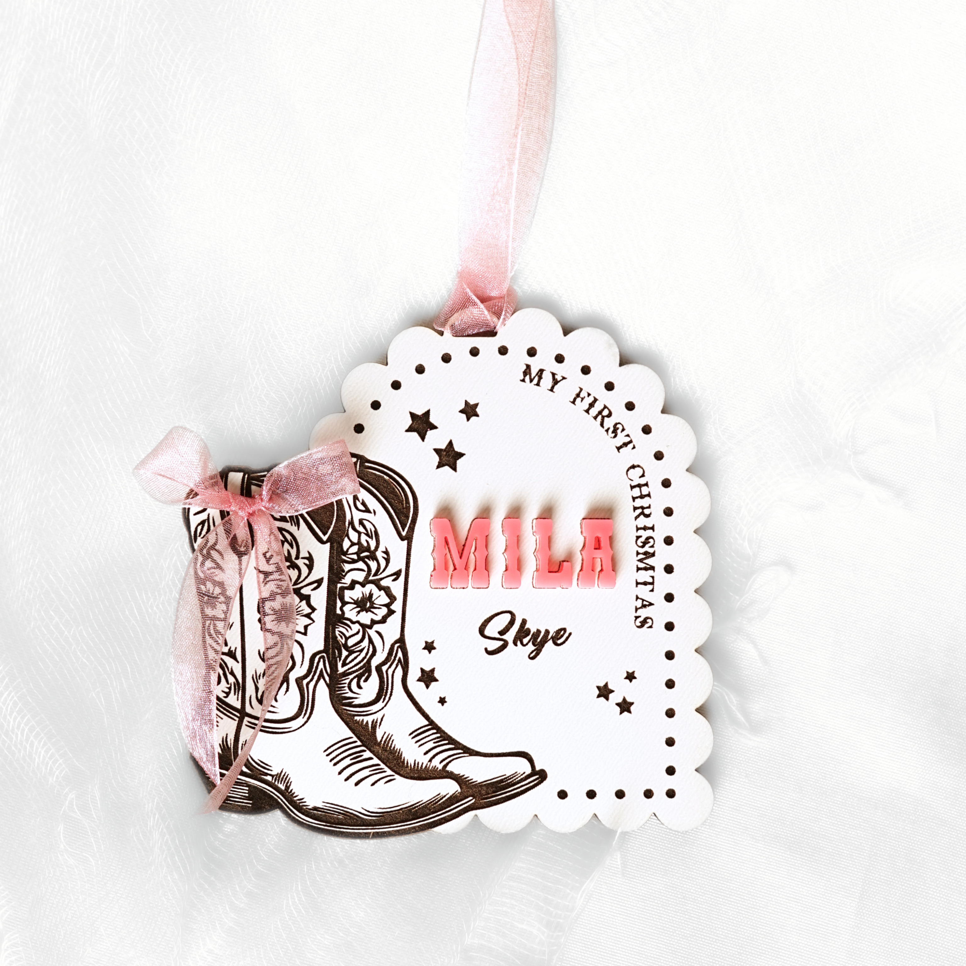 Cowgirl Bow My 1st Christmas Ornament