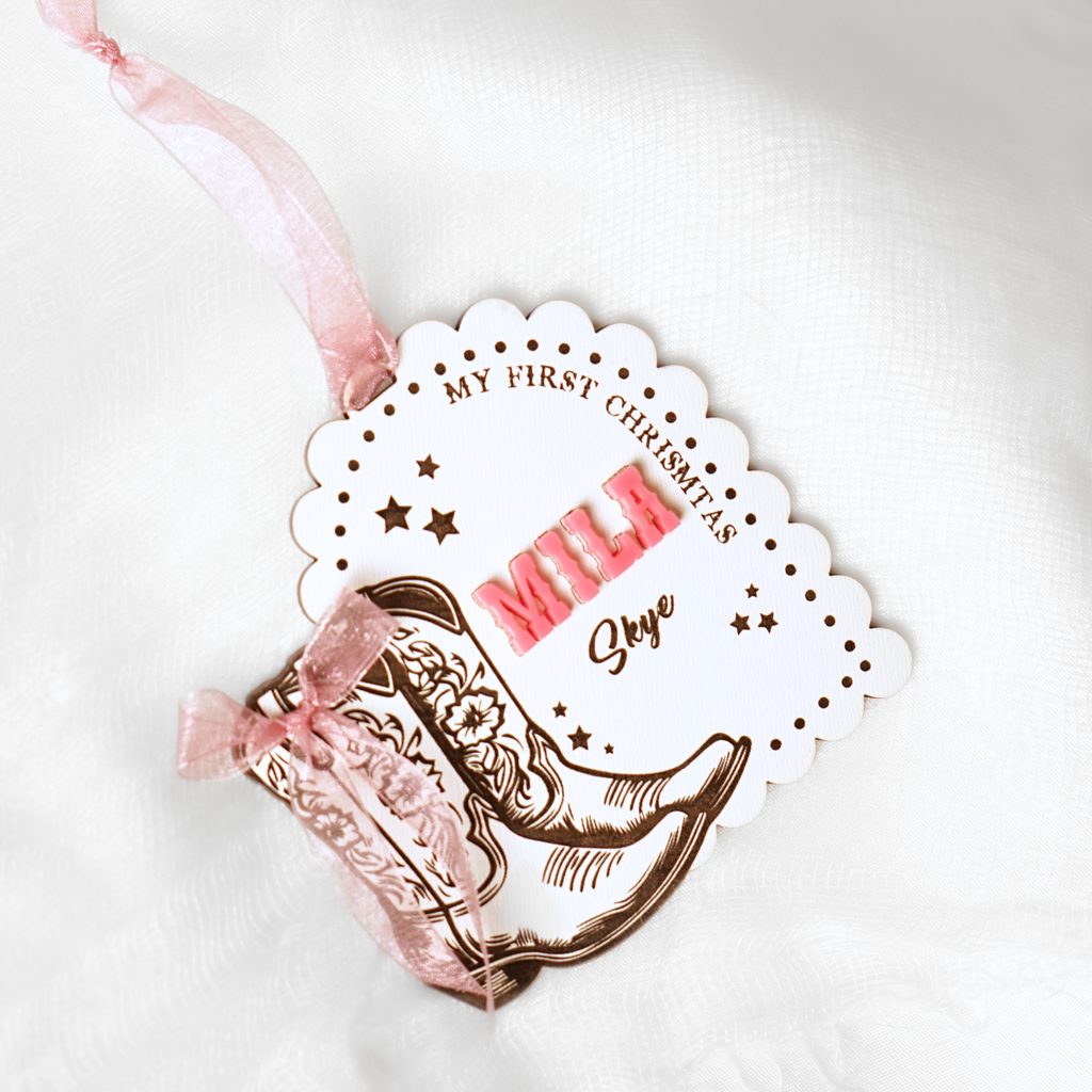 Cowgirl Bow My 1st Christmas Ornament
