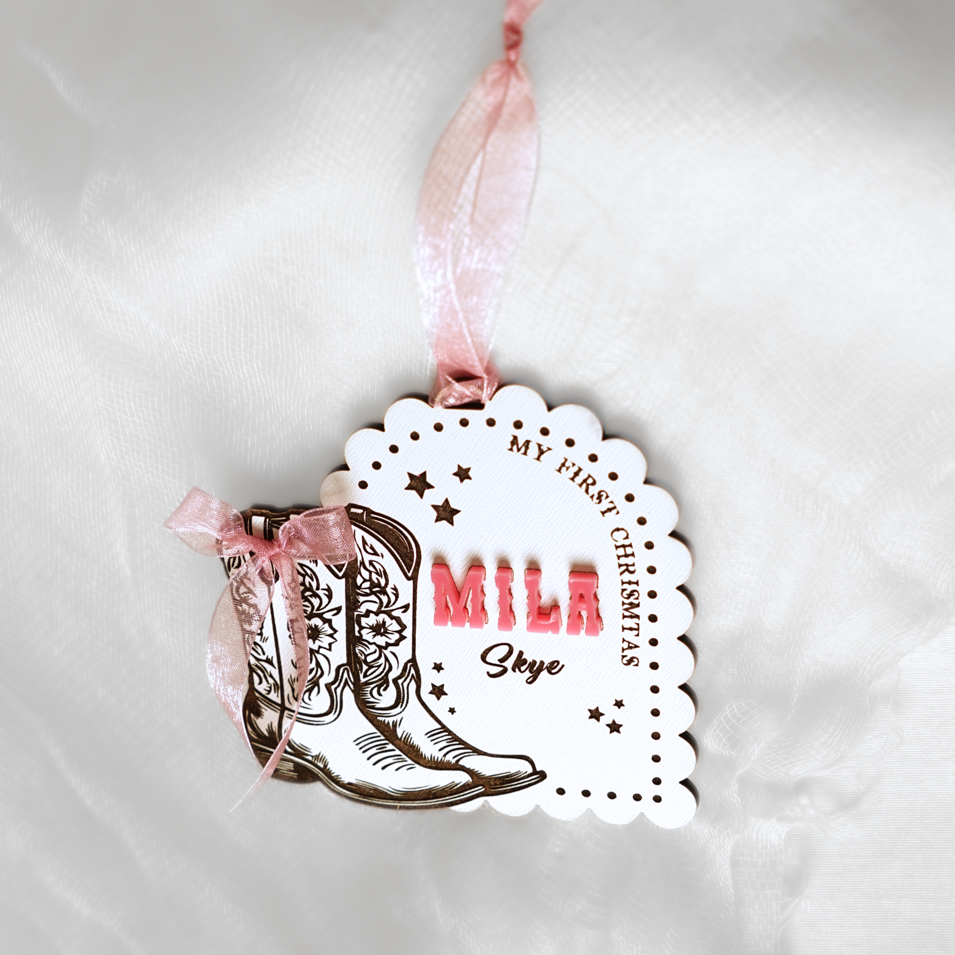 Cowgirl Bow My 1st Christmas Ornament