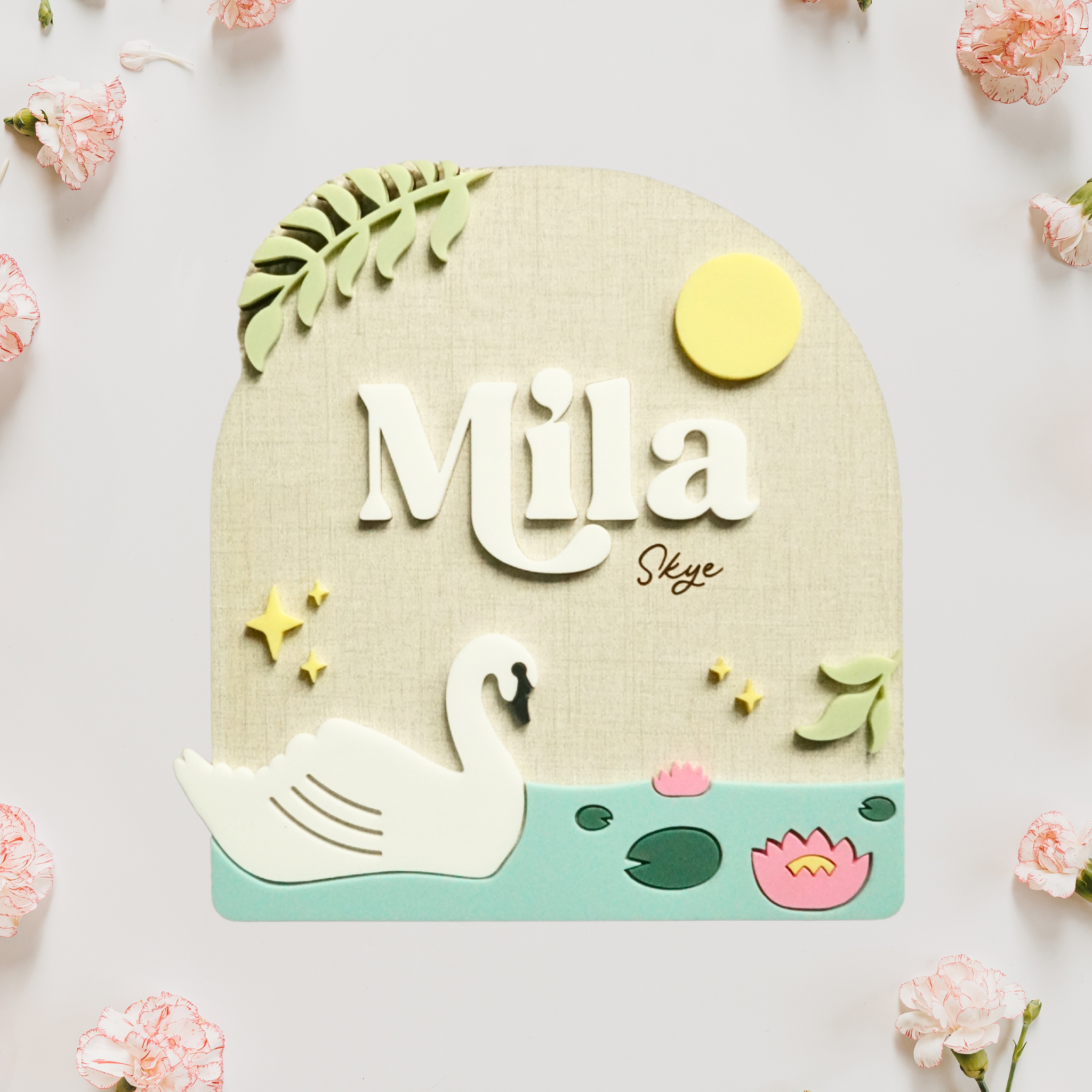 Swan Baby Nameplate