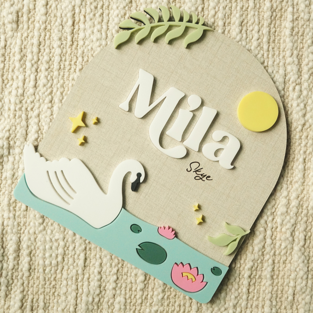 Swan Baby Nameplate