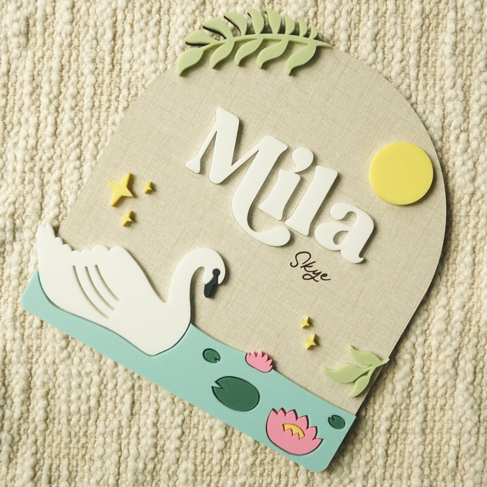 Swan Baby Nameplate
