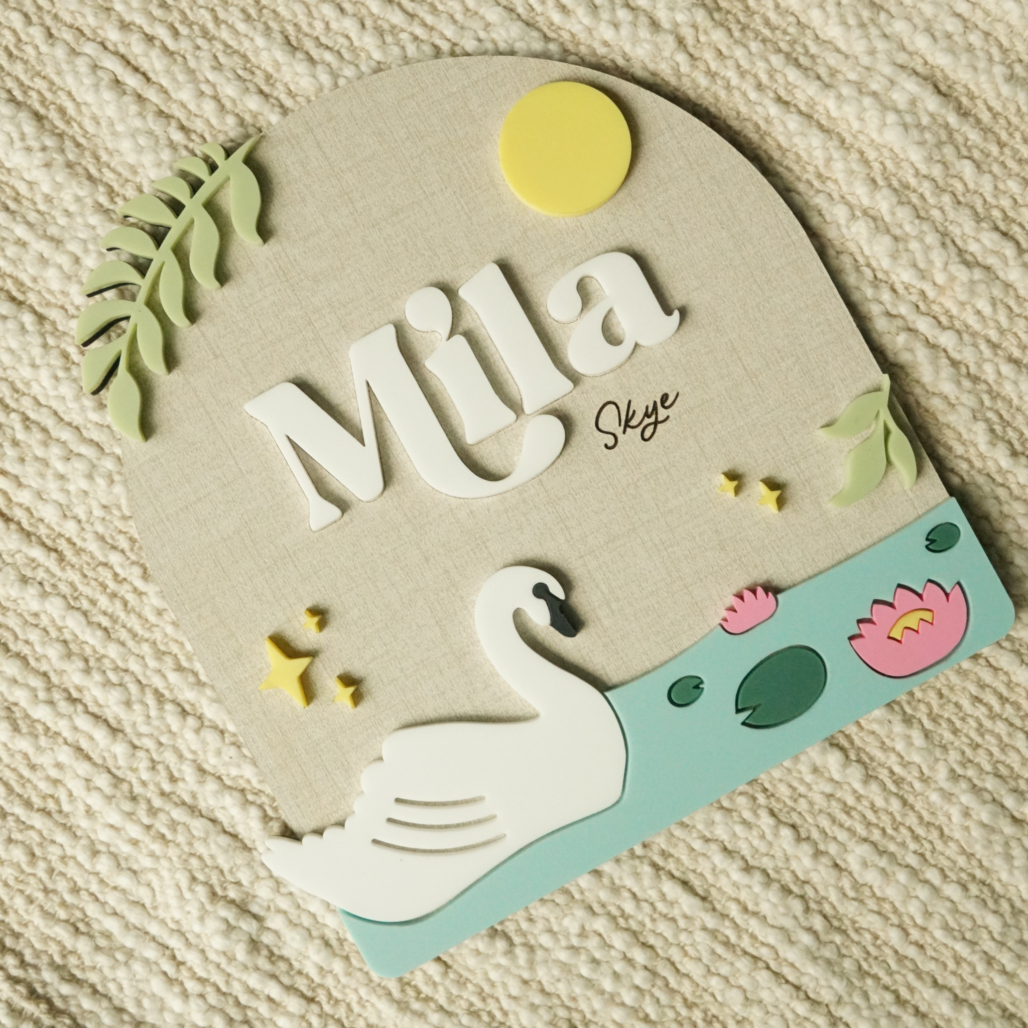 Swan Baby Nameplate