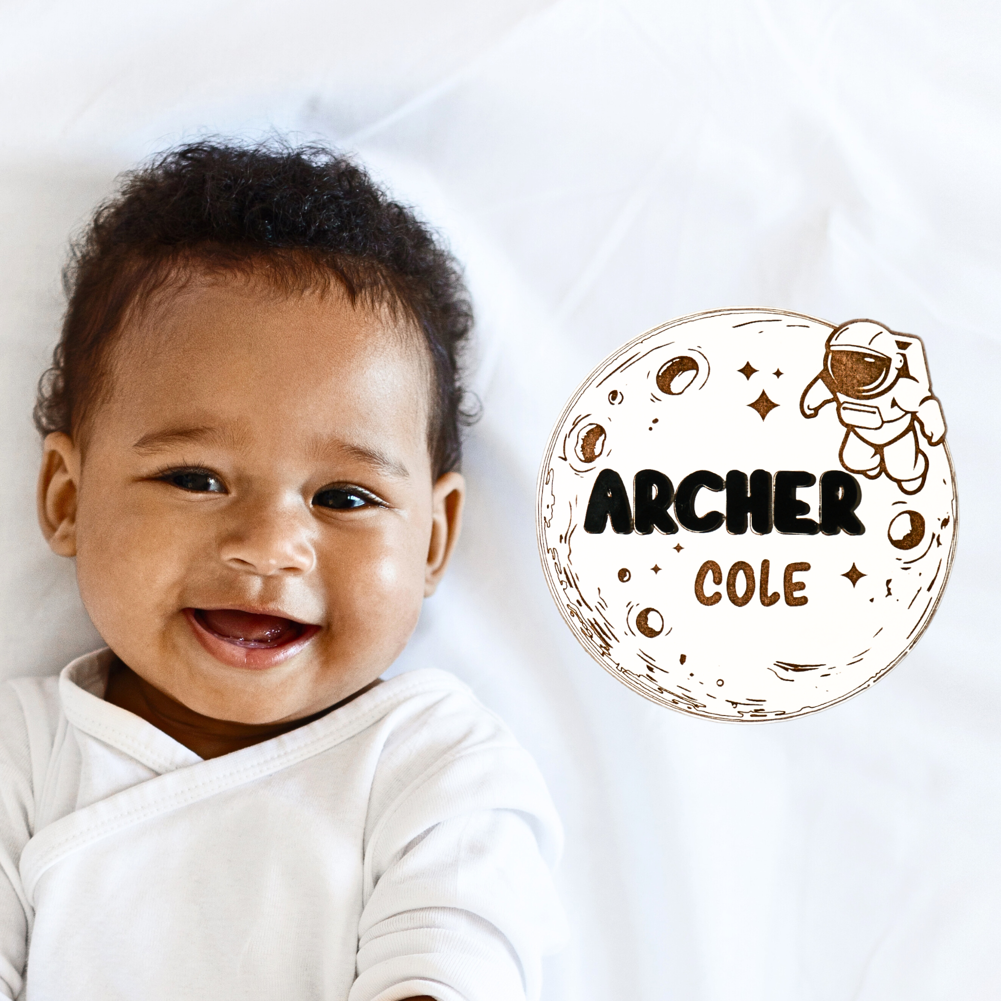 Moon and Astronaut Baby Nameplate