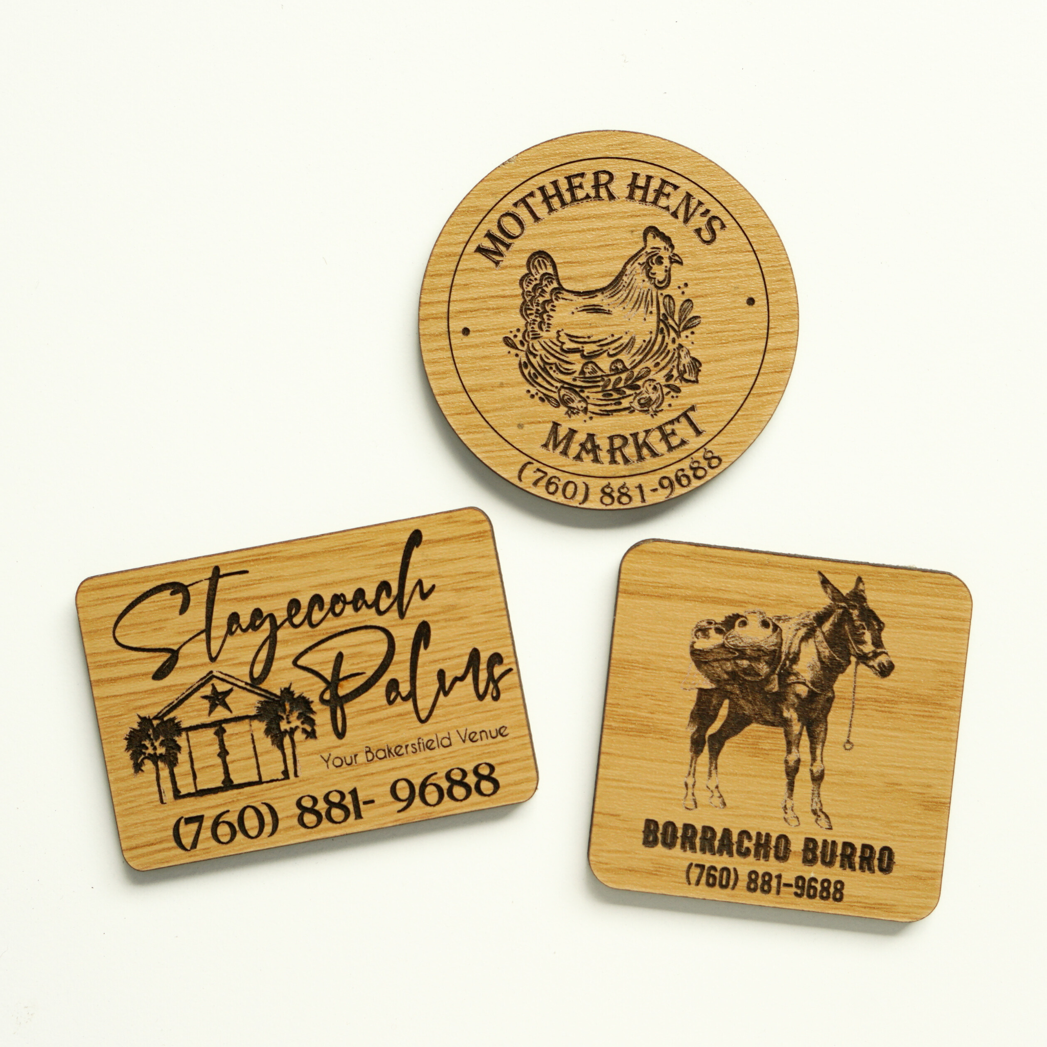 Custom Logo Engraved Wooden Magnets