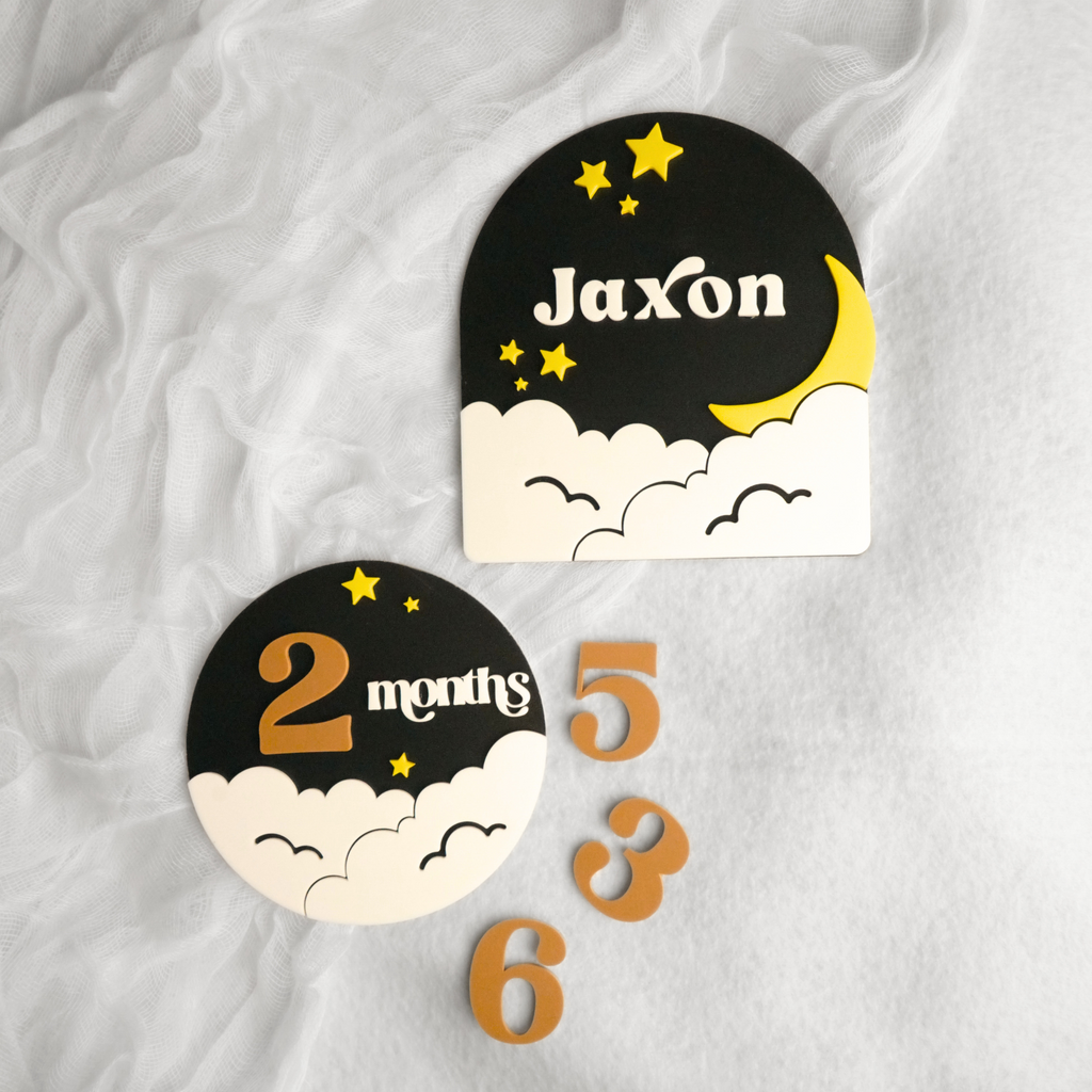Stars and Moon Baby Nameplate