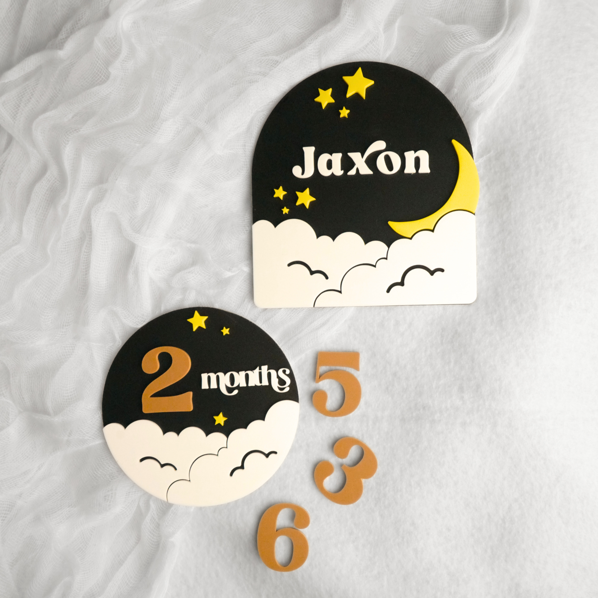 Stars and Moon Baby Nameplate