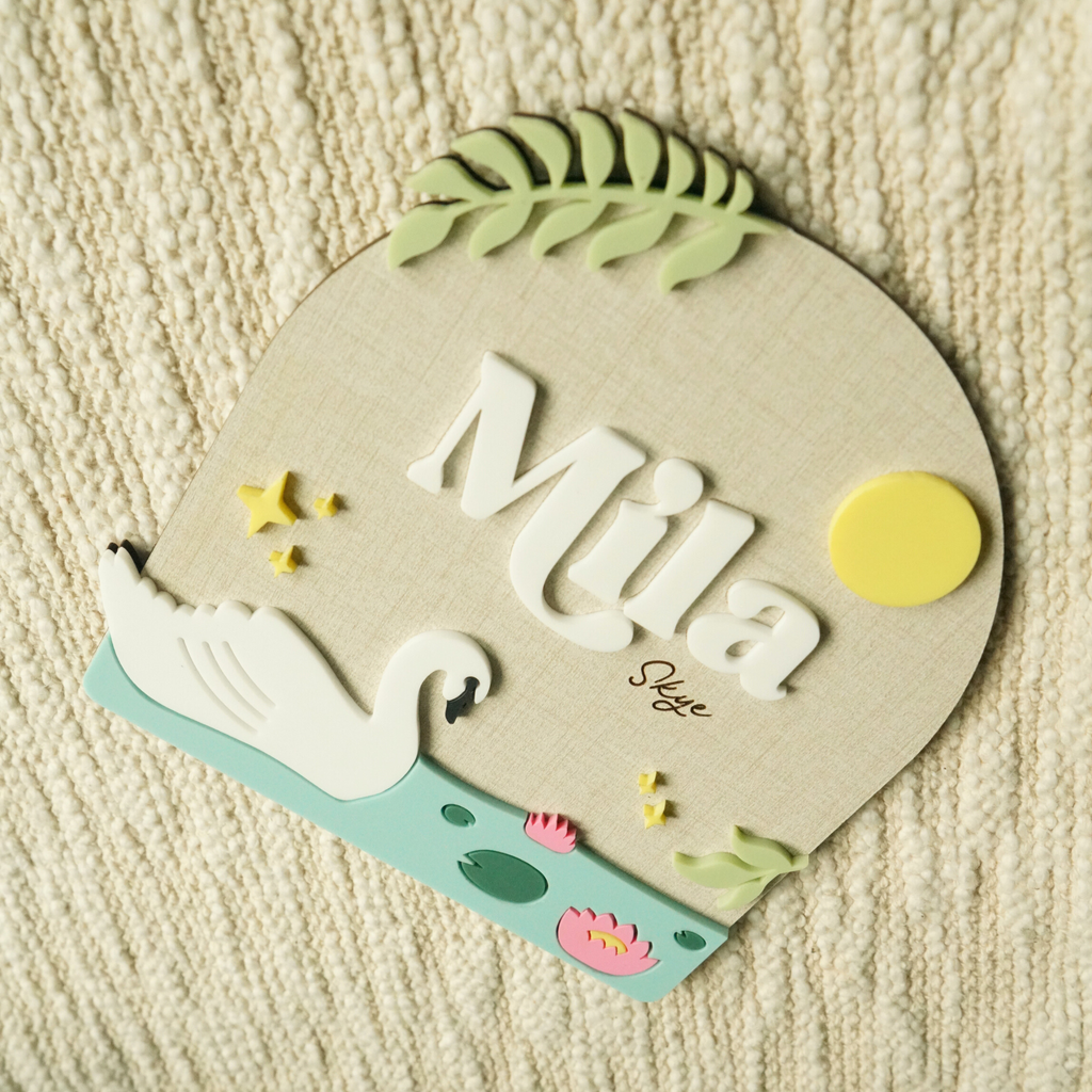Swan Baby Nameplate