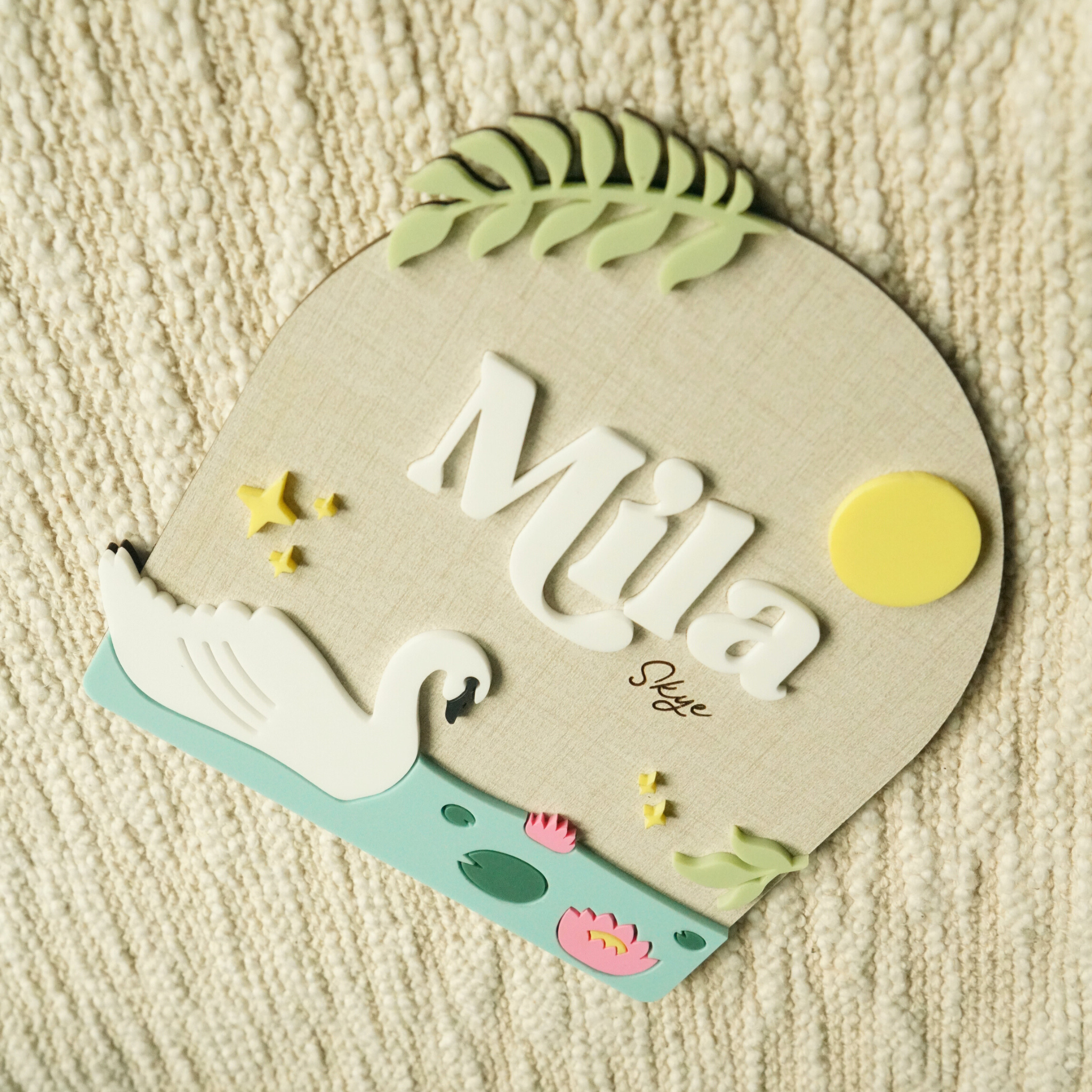 Swan Baby Nameplate