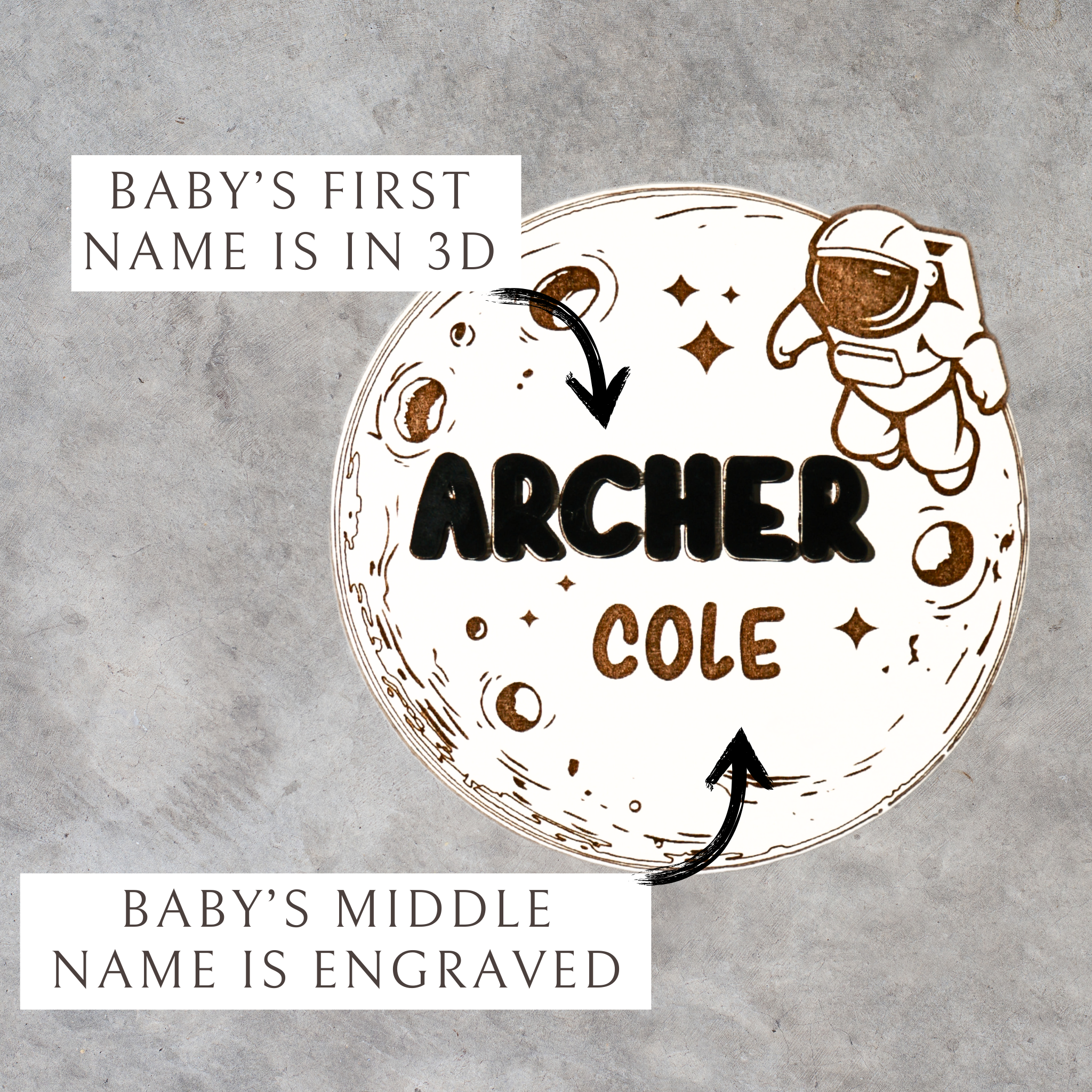 Moon and Astronaut Baby Nameplate