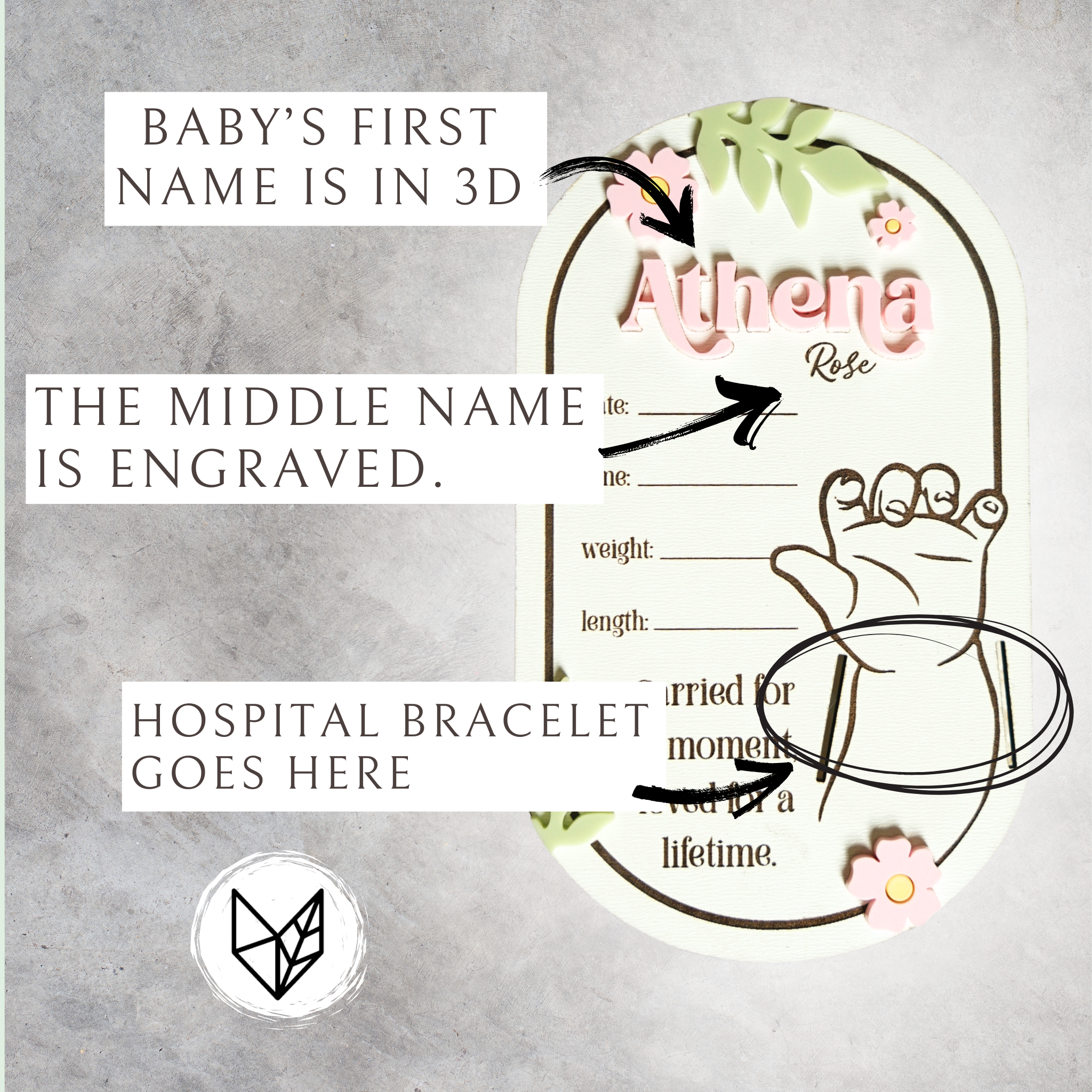 Baby Birth Hospital Bracelet Holder Flower