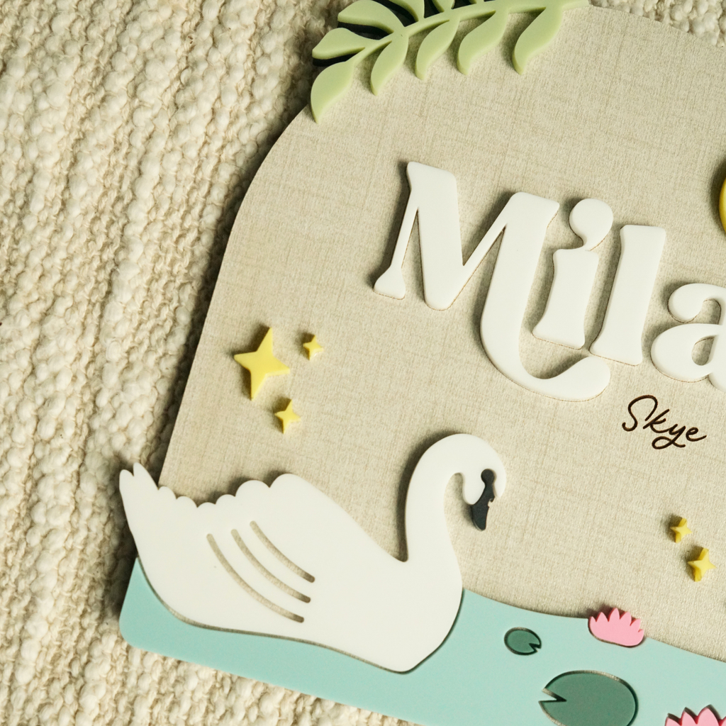 Swan Baby Nameplate