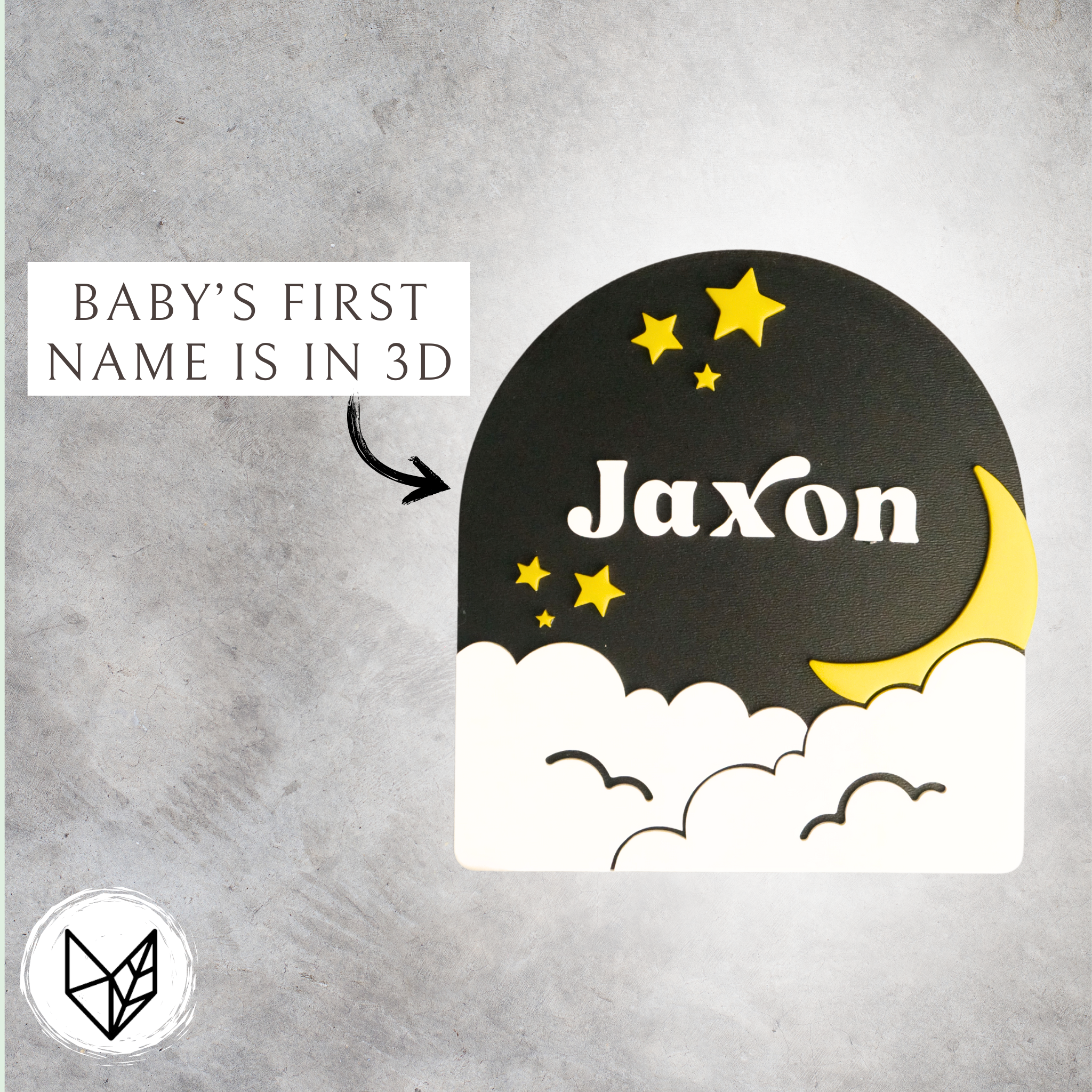 Stars and Moon Baby Nameplate