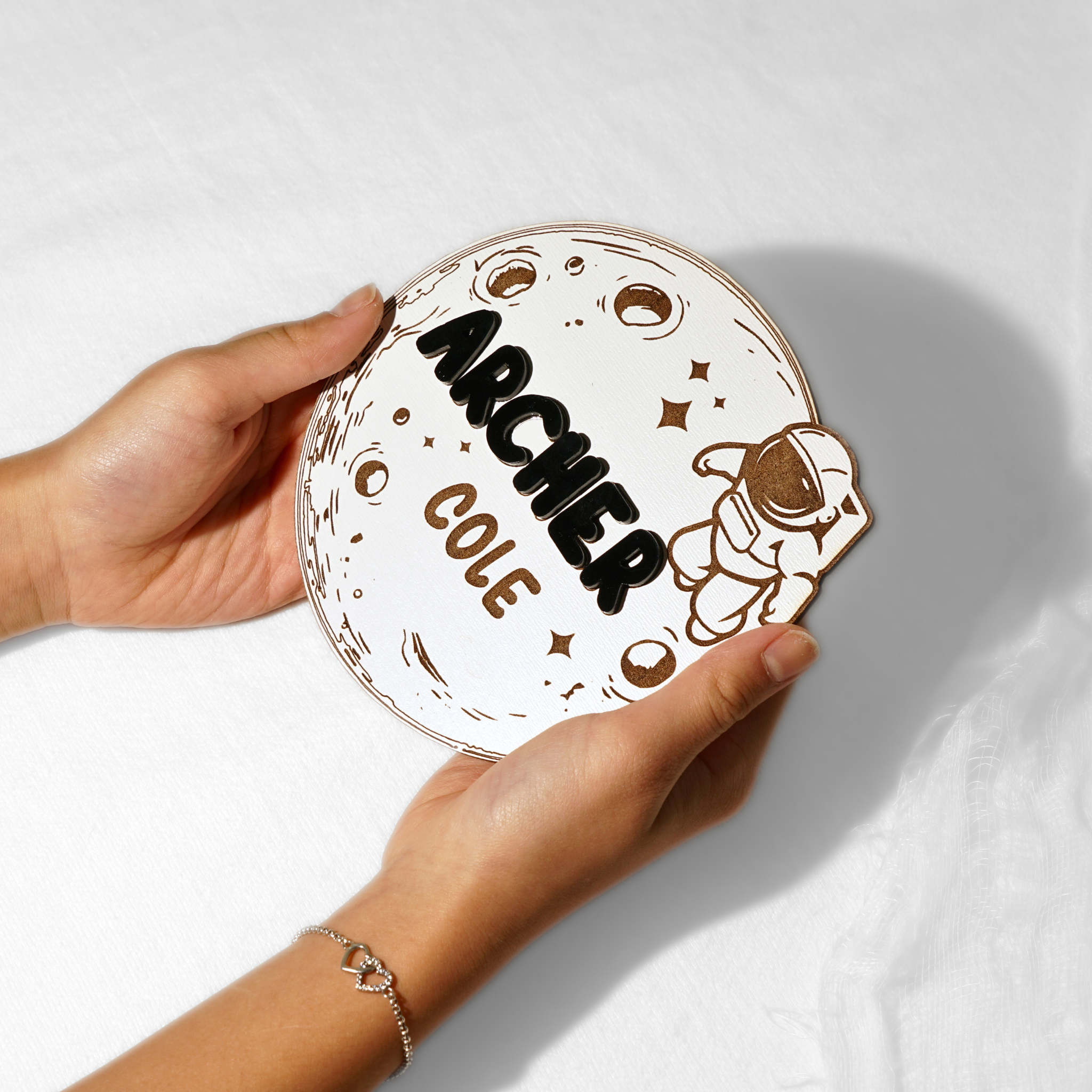Moon and Astronaut Baby Nameplate