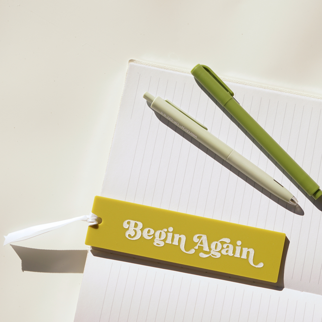 Begin Again Motivational Mental Health Affirmation Bookmark