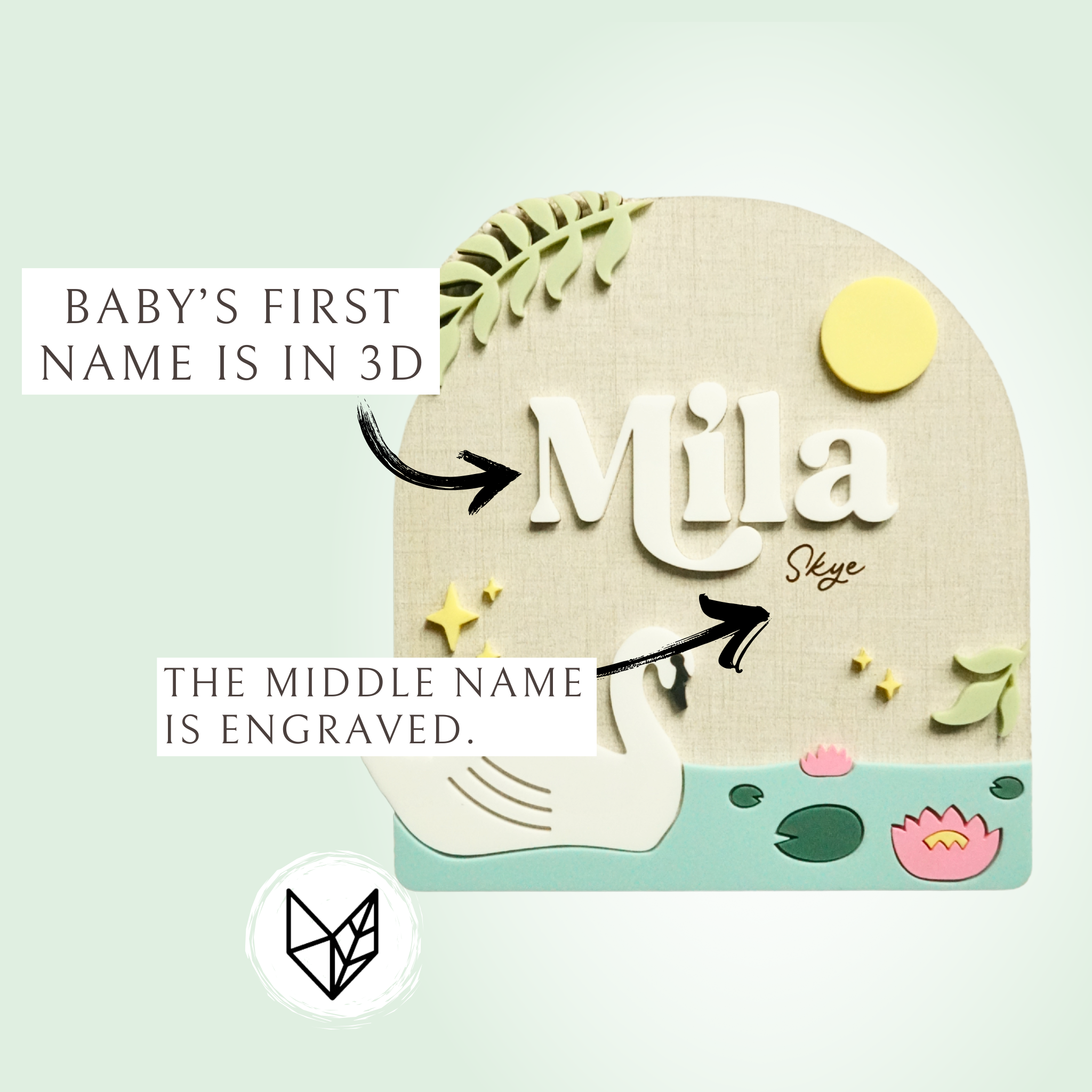 Swan Baby Nameplate