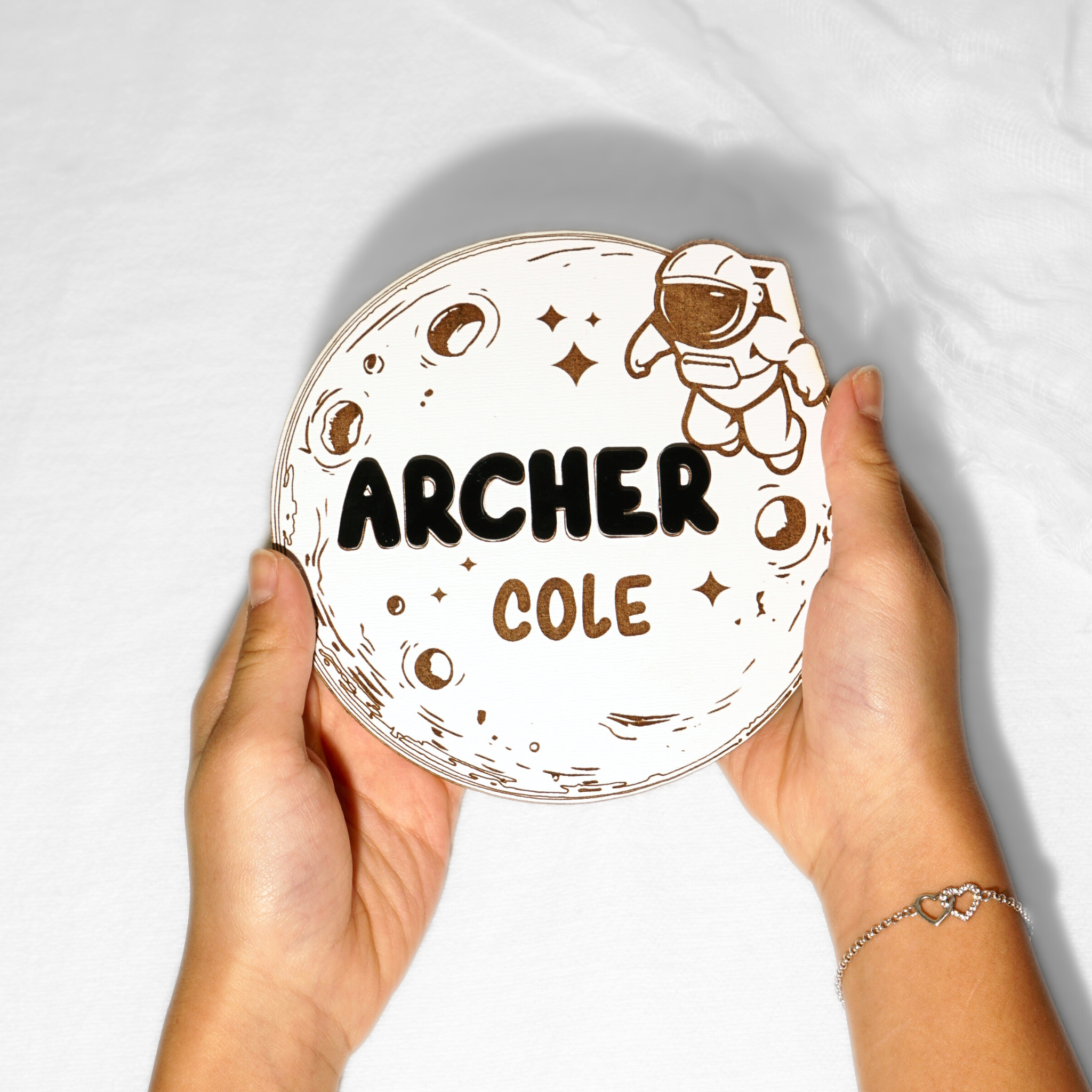 Moon and Astronaut Baby Nameplate