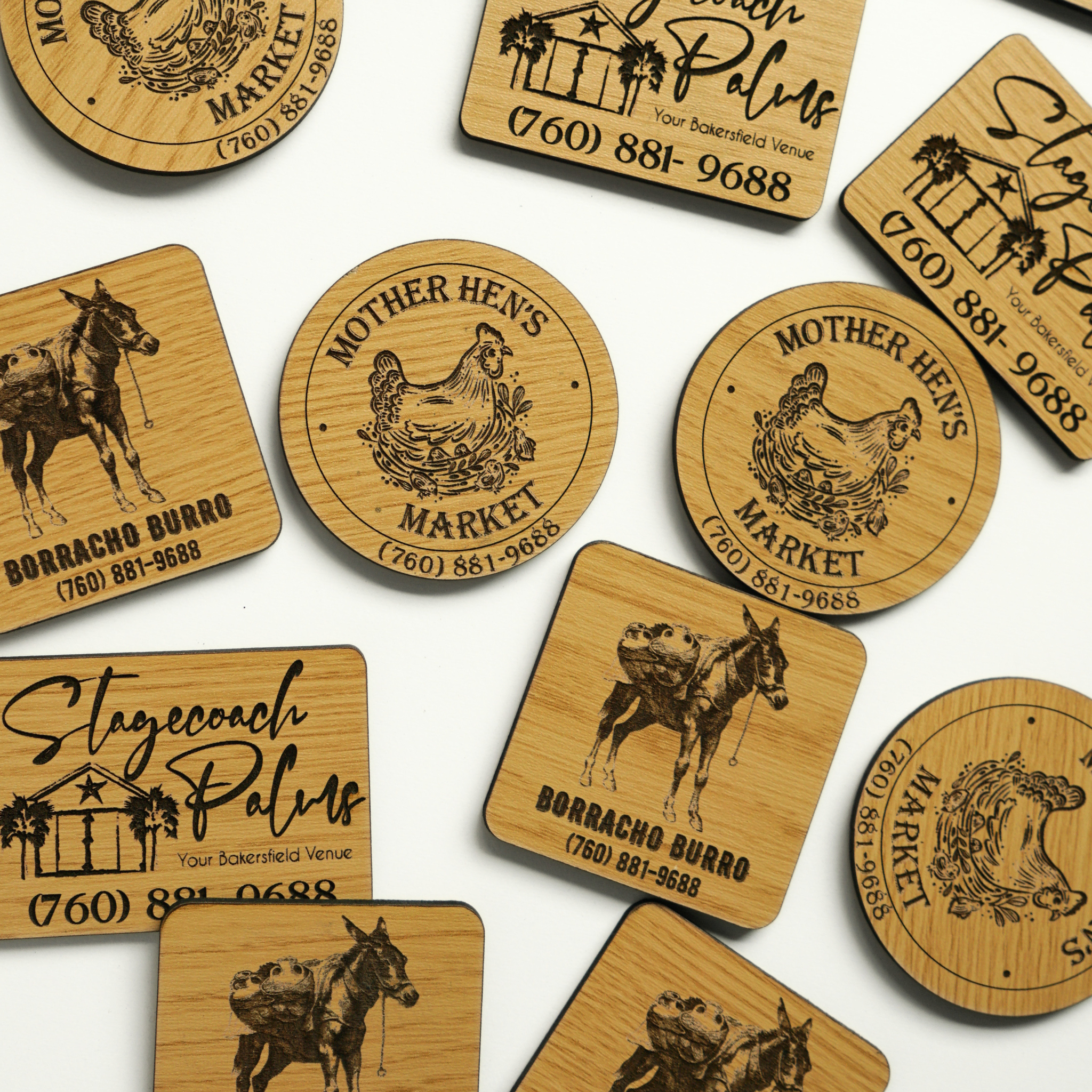 Custom Logo Engraved Wooden Magnets